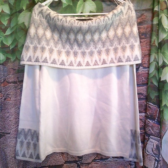 Off Shoulder Long Sleeve Aztec Print Sweater - Picture 1 of 4